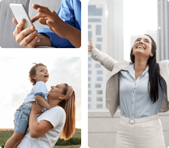 Tres fotos que muestran la felicidad después de reacceder al crédito